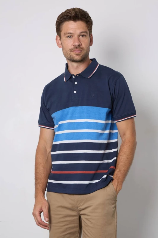Image of Debenhams Debenhams Men Navy Rockport Stripe Polo Shirt Size: Small Navy S Male 5063631976286