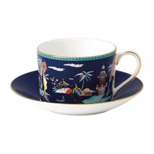 Wedgwood Wonderlust Blue Pagoda Teacup Saucer Blue