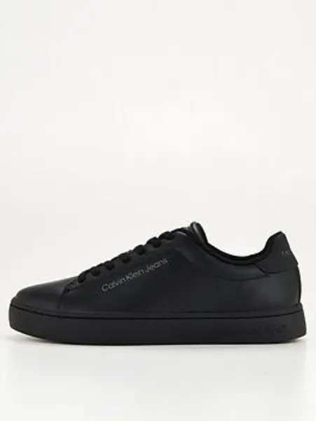 Image of Calvin Klein Jeans Classic Cupsole Lace-Up Leather Trainer - Black Size 46, Men