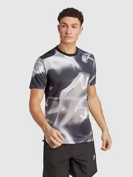 Image of adidas Performance Designed 4 Training Heat.rdy Allover Print Hiit T-Shirt, Grey, Size 2XL, Men