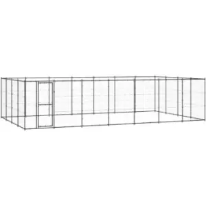 Image of Outdoor Dog Kennel Steel 33.88 m² vidaXL - Black