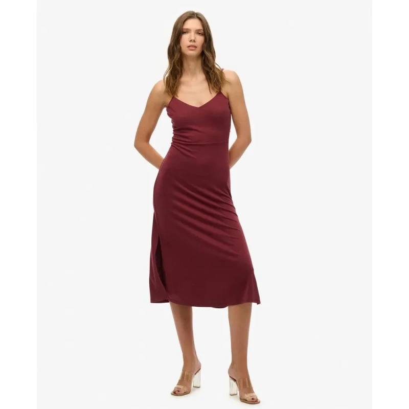 Image of Superdry Open-back jersey dress For Her Superdry Marron Female XS