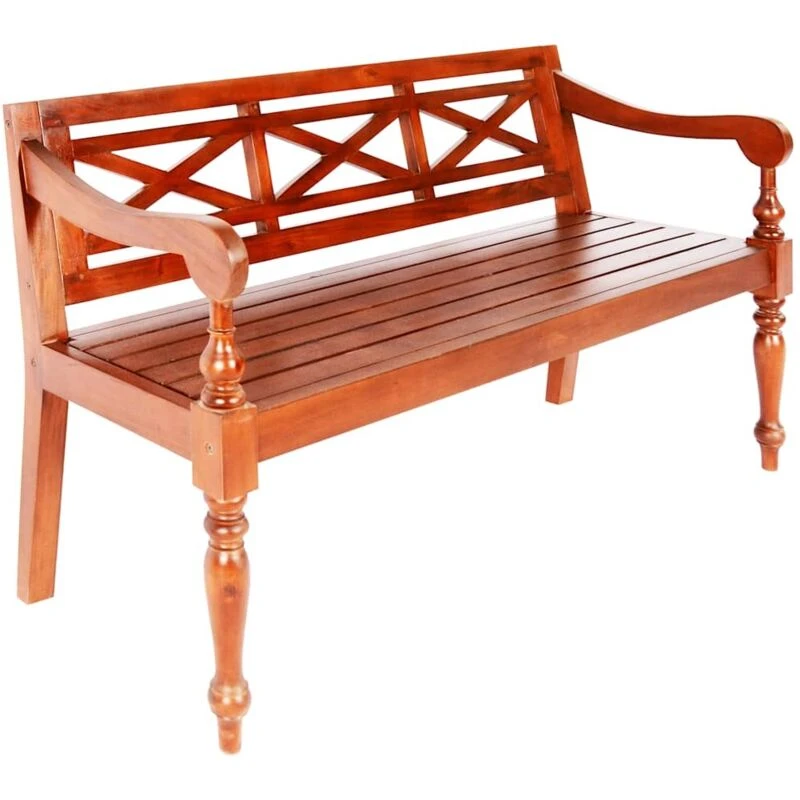 Image of VIDAXL Batavia Bench 123cm Solid Mahogany Wood Dark Brown Vidaxl 8720286668221