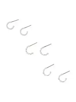 Image of Accessorize Sterling Silver Plated Hoops Cracker Set, Silver, Women