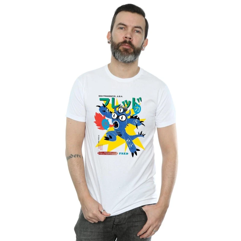 Image of Disney Men Big Hero 6 Fred Ultimate Kaiju T-Shirt in White Size: Small White S Male 5057864211733