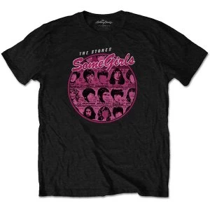 Image of The Rolling Stones - Some Girls Circle Version 1 Unisex Large T-Shirt - Black