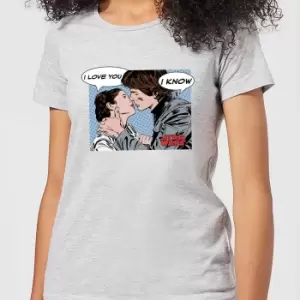 Image of Star Wars Leia Han Solo Love Womens T-Shirt - Grey - XS