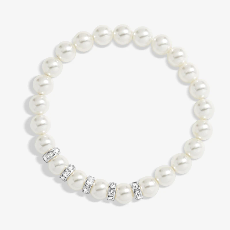 Image of Jon Richard Pearl And Crystal Rhondelle Stretch Bracelet Silver