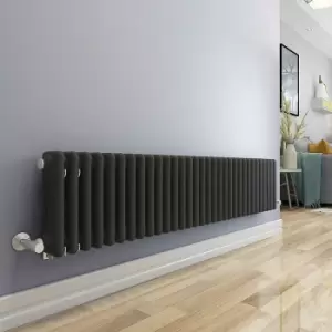 image of WarmeHaus Traditional Cast Iron Style Radiator Anthracite Horizontal Triple Panel 300x1462mm