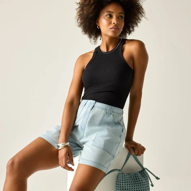 Image of Regatta Womens Liza Casual Shorts in Pale Blue Size: 12 Pale Blue Female 12