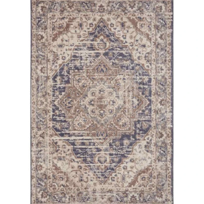 Image of The Rugs Terrain Designer Shortpile Rug Durable Medallion Polypropylene Rug In Blue