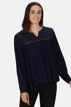 Image of 'Calixta' Cotton Blend V-Neck Shirt