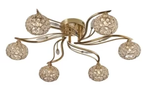 image of Leimo Flush Ceiling 6 Light French Gold, Crystal