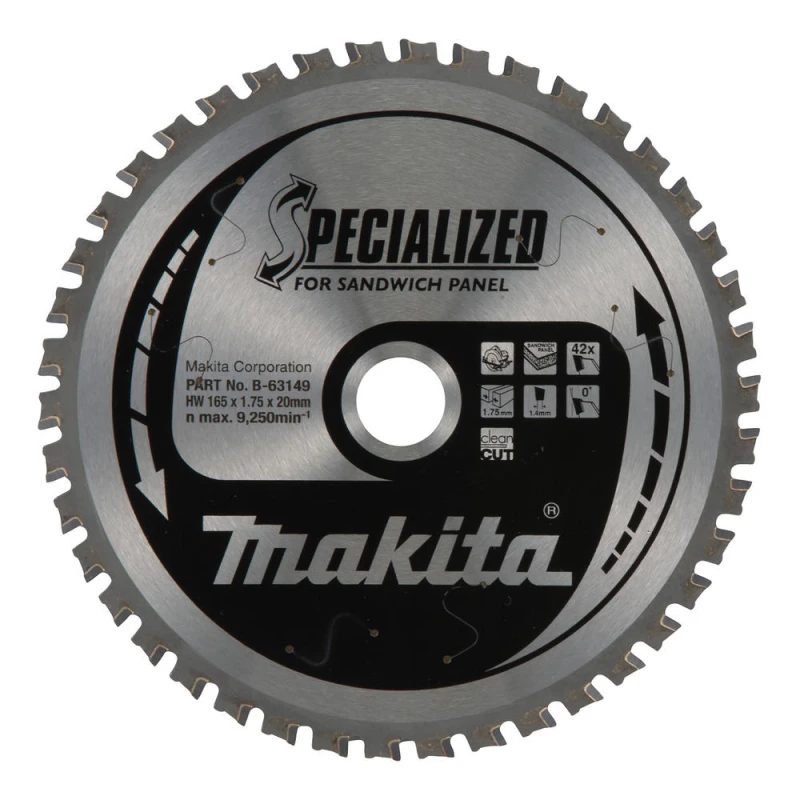 Image of Makita SPECIALIZED Circular Saw Blade for Sandwich Panel Cutting 165mm 42T 20mm B-63149