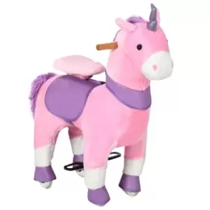 image of Homcom Ride-on Mechanical Rocking Unicorn Horse - Pink