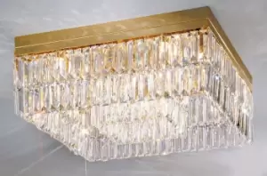 Image of Prisma Designer Crystal Ceiling Light Polished Gold, 8x G9