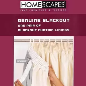 Image of HOMESCAPES 100% Blackout Curtain Lining Pair 3-Pass Coating, 44 x 88 - Grey