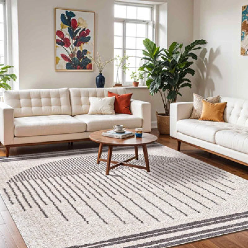 Image of Livabliss Machine Washable Global Shaggy Charcoal Enso3 Area Rug 200 X 275cm - Easy Care, Non Shedding, Ideal For Living Room & Bedroom