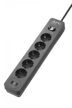 Image of PME5U2B-GR - 680 J - 5 AC outlet(s) - Type F - 230 V - 50/60 Hz - 10 A