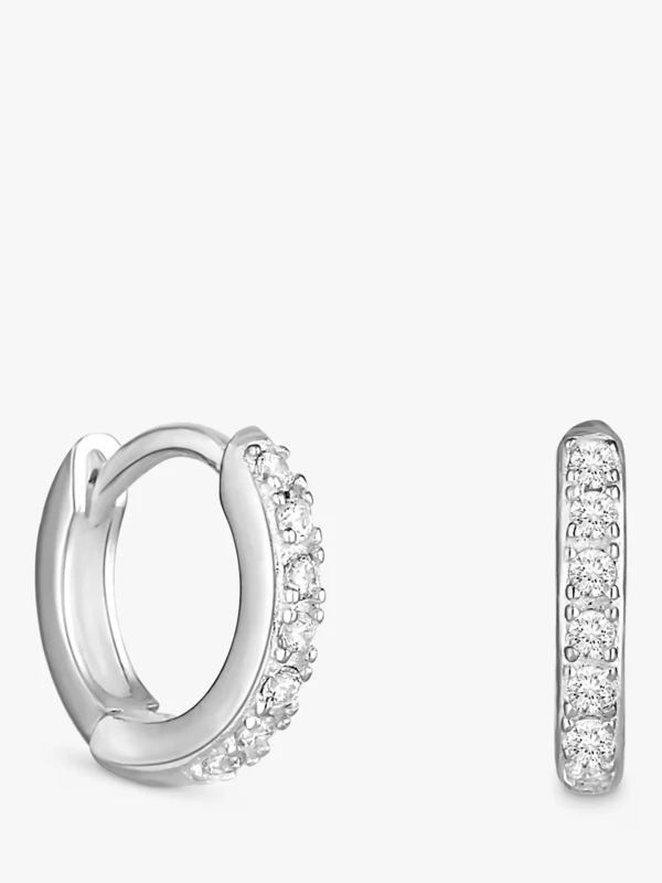 Image of Simply Silver Sterling Silver 925 Polished and Cubic Zirconia In Hoop Earrings One Size Silver 70539911000