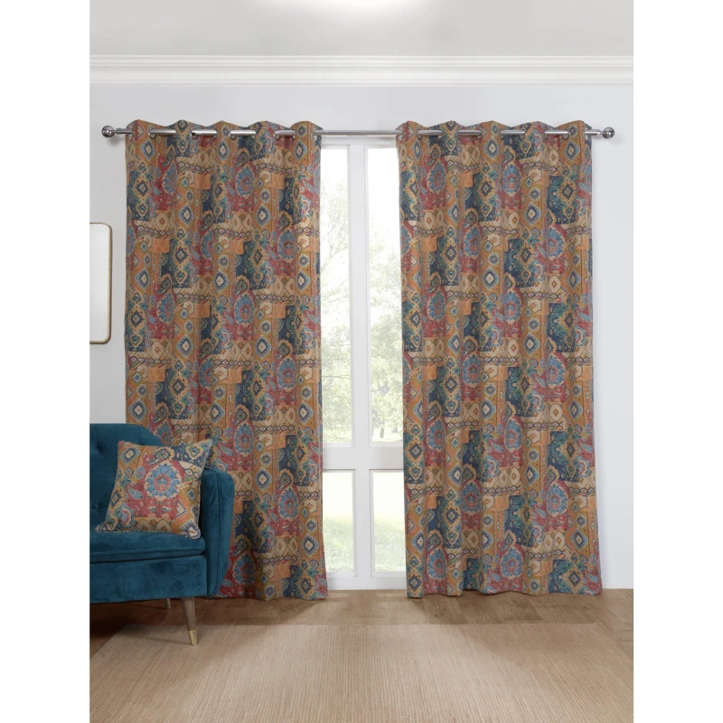 Image of Sundour Coppice Apple Pencil Pleat Curtains - Multi Multi 90 x 90 In
