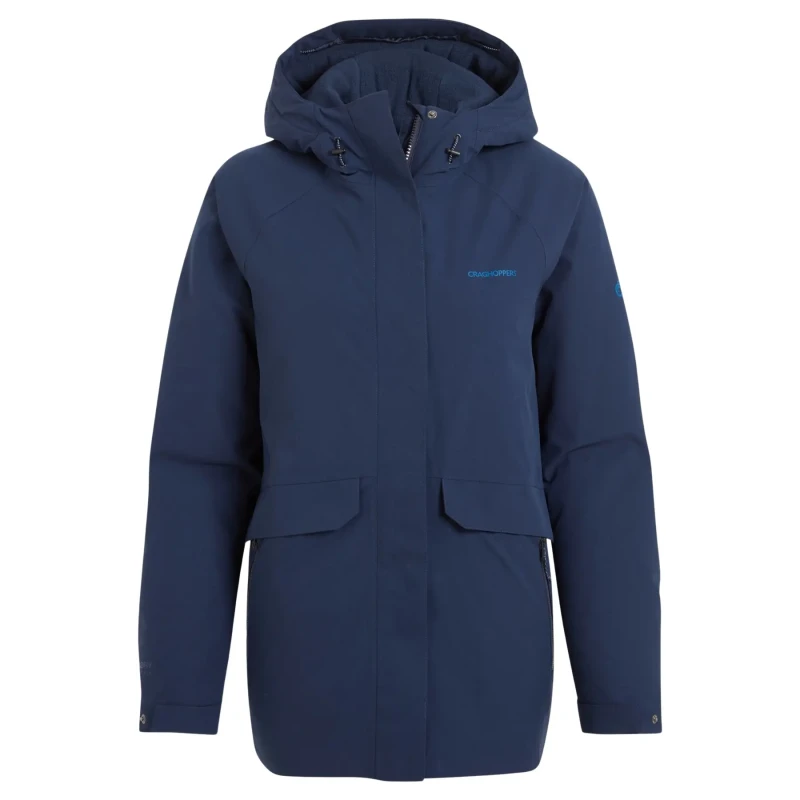 Image of Craghoppers Womens Caldbeck Thermic Hooded Waterproof Breathable Padded Jacket in Navy Size: 20 Navy Female 20