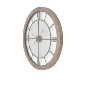 image of Olivia's Persia Natural Wood and Metal Round Wall Clock