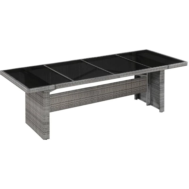 Image of vidaXL Outdoor Dining Table Poly Rattan and Glass 240x90x74cm Garden Furniture