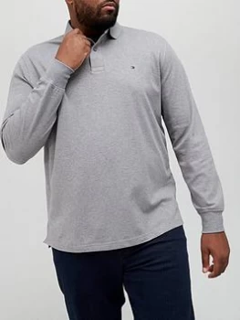 image of Tommy Hilfiger Big & Tall-1985 Regular Long Sleeve Polo Shirt - Medium Grey Heather, Size 5XL, Men