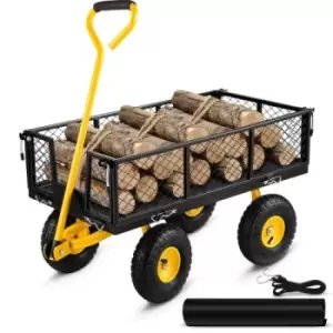 image of VEVOR Steel Garden Cart, Heavy Duty 500 lbs Capacity, with Removable Mesh Sides to Convert into Flatbed, Utility Metal Wagon with 180° Rotating Handle