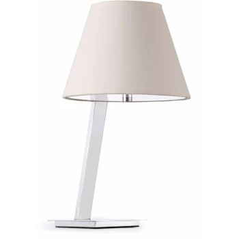 Faro Moma - 1 Light Table Lamp Chrome with White Shade, E27