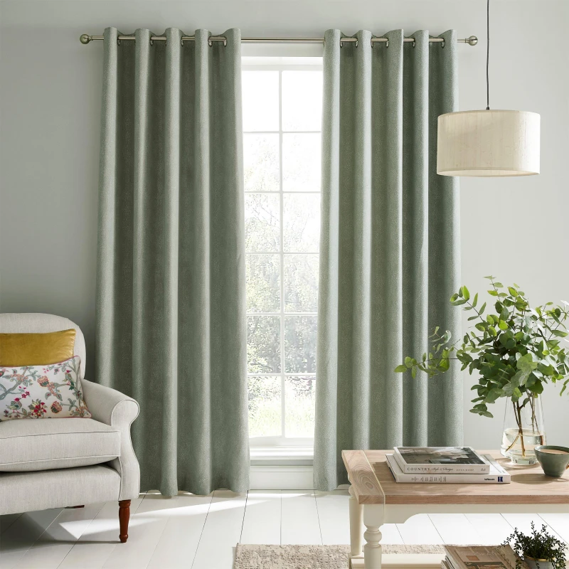 Image of Laura Ashley Alnwick Curtains Sage unisex 64X90 inch
