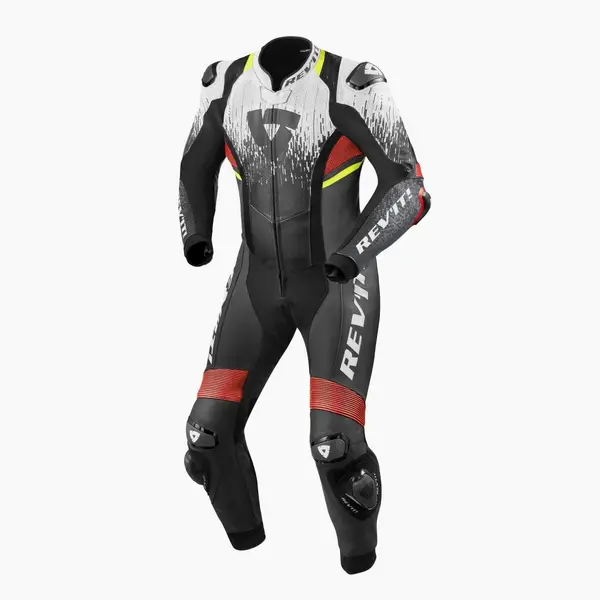 Image of REV'IT! Quantum 2 One Piece Racing Suit White Neon Red Size 54
