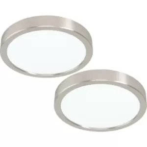 Image of 2 PACK Wall / Ceiling Light Satin Nickel 210mm Round Surface 16.5W LED 3000K