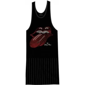 Image of The Rolling Stones Vintage Tongue Logo with Tassels Ladies Large Tee Vest - Black