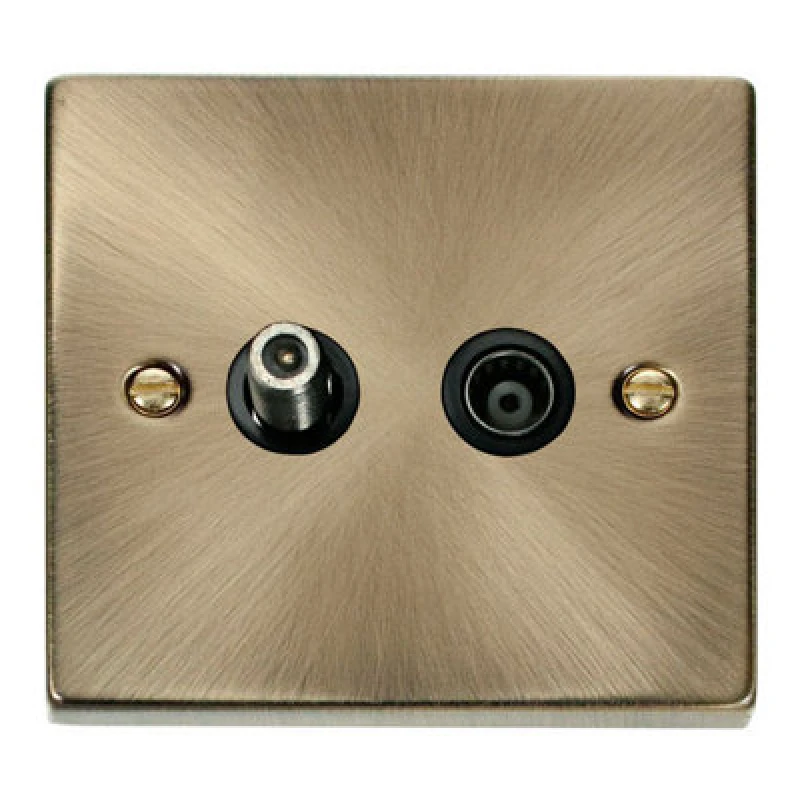 Image of SE Home Antique Brass Satellite & Coaxial Socket 1 Gang Gold unisex