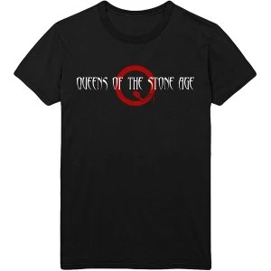 Image of Queens Of The Stone Age - Text Logo Unisex Large T-Shirt - Black