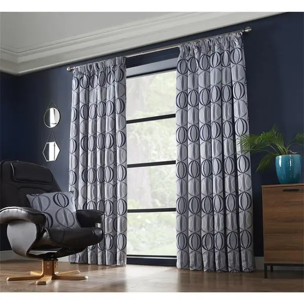 Image of Other Omega Multi Yarn Fully Lined Pencil Pleat Curtains - Blue 229x274cm