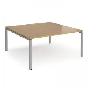 Image of Adapt square boardroom table 1600mm x 1600mm - silver frame and oak