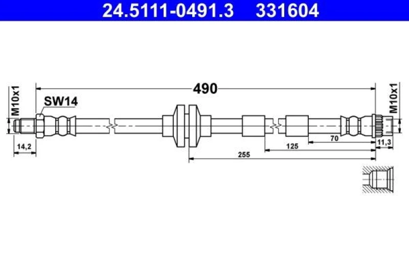Image of ATE 24.5111-0491.3 Brake Hose Brake Hose (83)