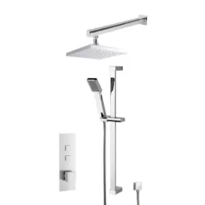 Image of Nuie Concealed Square Thermostatic Push Button Valve, Kit & Head Chrome