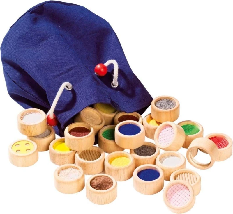Image of Goki Feel-A-Pair Memo In Cotton Bag Wooden Puzzle Matching Game