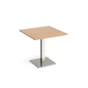Image of Brescia square dining table with flat square brushed steel base 800mm - beech