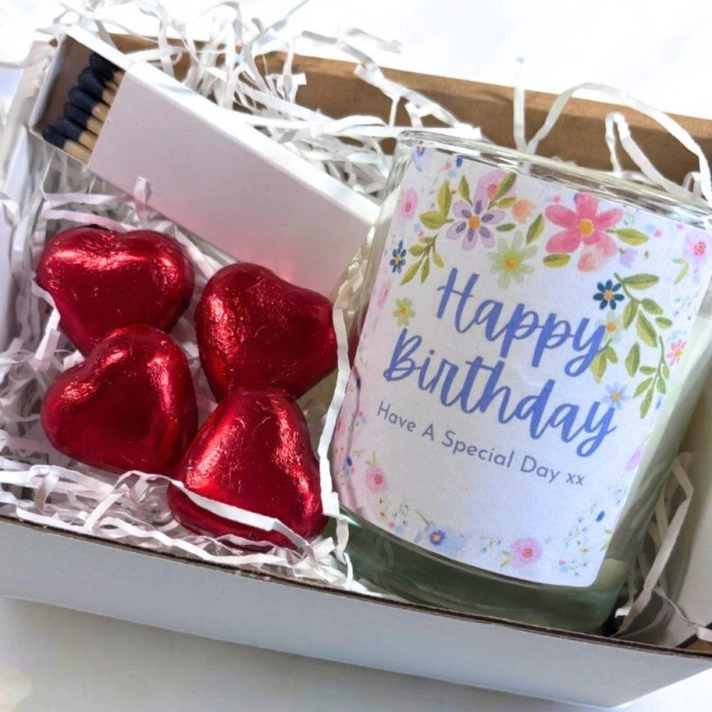 Image of Aye Do Pretty Flowers Happy Bday Candle Gift Set 7645-CND White unisex One Size
