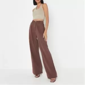 image of Missguided Wide Leg Jeans - Brown