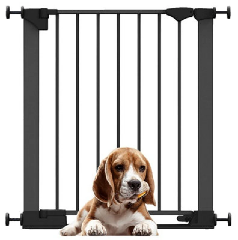 Image of Bettacare Safestep Dog Gate, Black, 68Cm - 75Cm, Extra Low Walkthrough, Pressure Fit Safety Gate, Pet Gate For Stairs And Doors