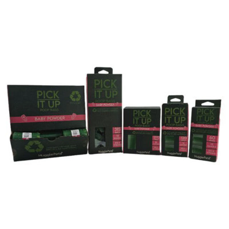 Image of HugglePets Pick It Up Baby Powder Dog Poop Bags - 15 Rolls (270pk) Green unisex