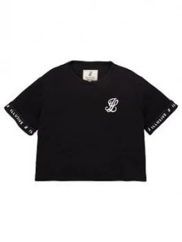 Image of Illusive London Girls Core Cropped T-Shirt - Black, Size Age: 9-10 Years, Women