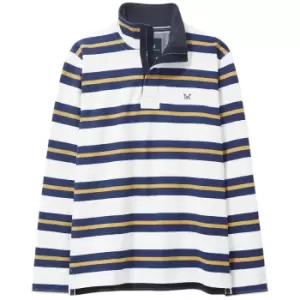 Image of Crew Clothing Mens Padstow Pique Sweat Twilight/Pristine/Honey Large