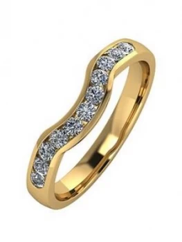 Image of Moissanite 9ct Gold 33pt Channel Set Shaped Wedding Ring, White Gold Size M Women